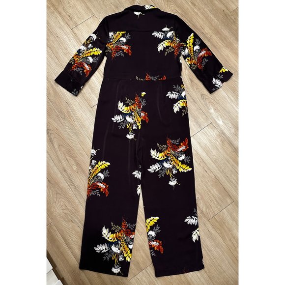 NWT Madewell Satin Pajama Jumpsuit in Blooming Oasis - Picture 7 of 12